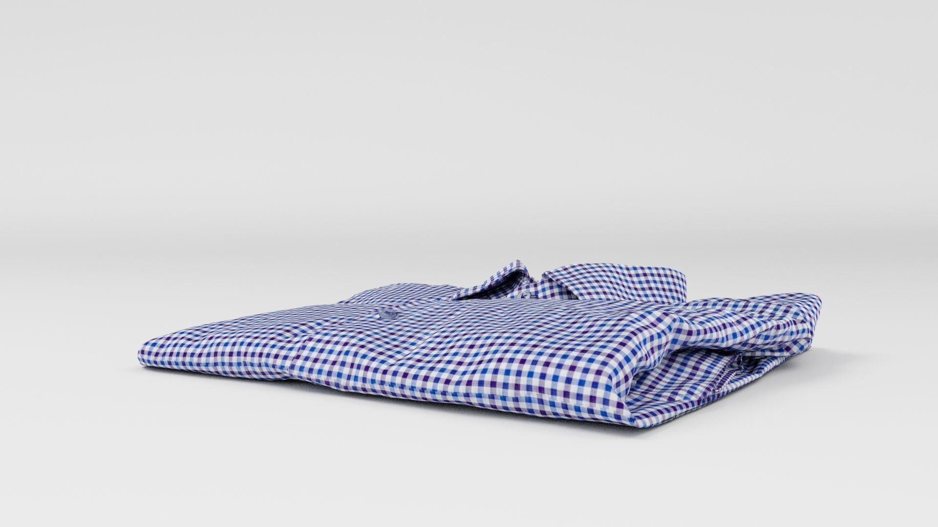 Blue generic folded checkered shirt with business style 3D model_6