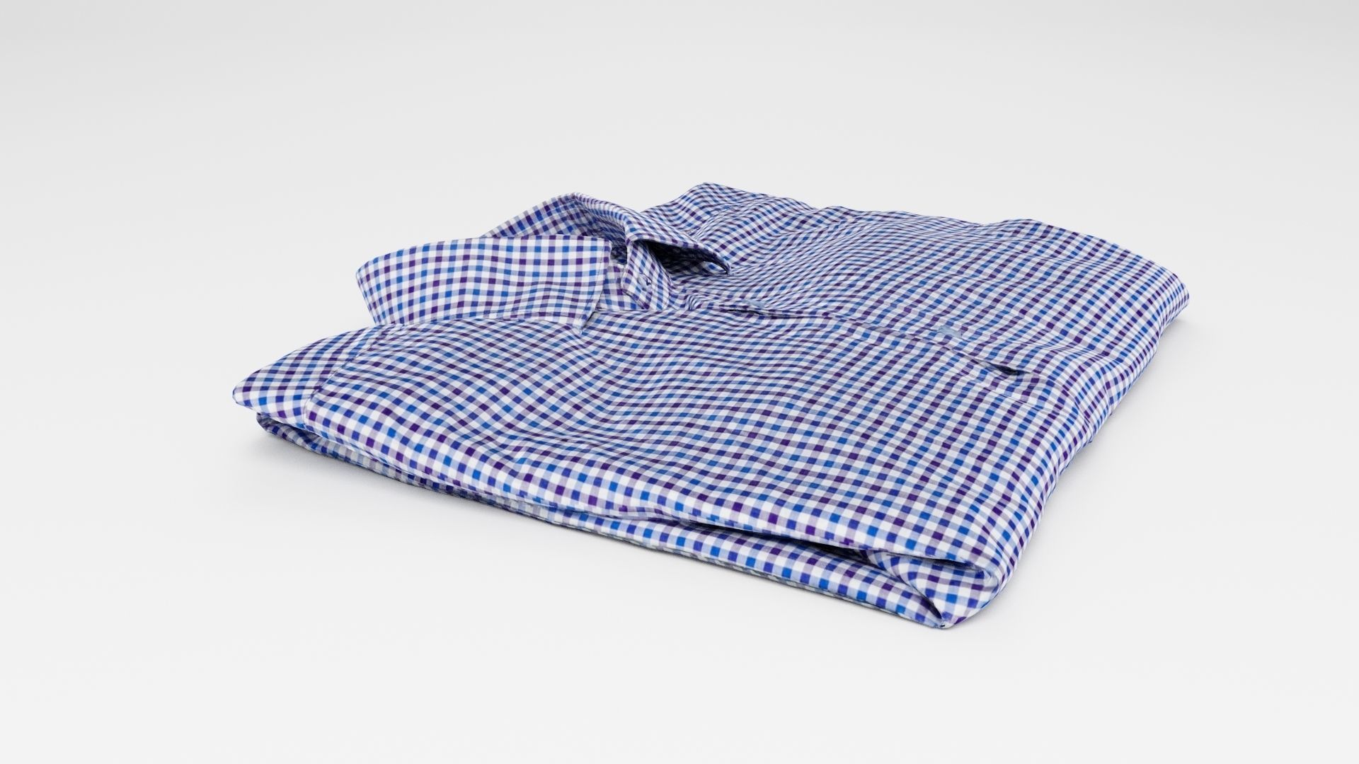 Blue generic folded checkered shirt with business style 3D model_3