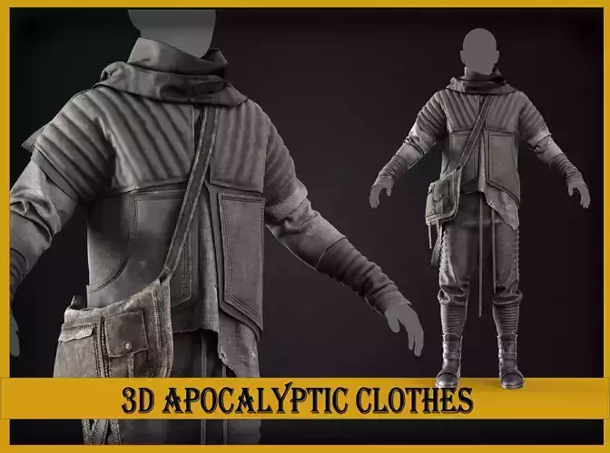 Post Apocalyptic adventure 3Dclothing Techwear 3D model