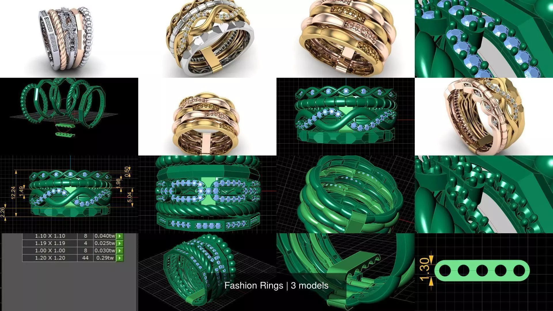 Fashion Rings 3D Model Collection_0