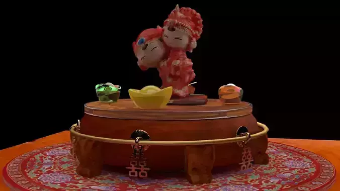 Chinese wedding couple doll figure 