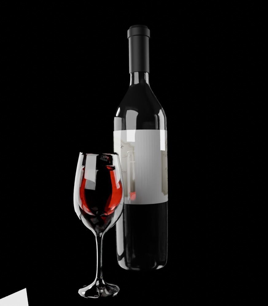 Red Wine Bottle 3D model_3