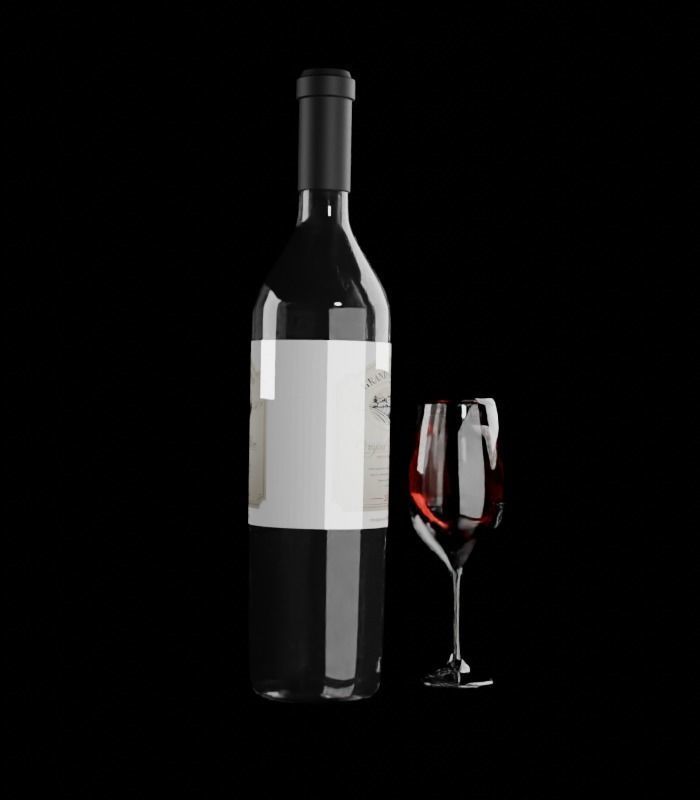 Red Wine Bottle 3D model_2