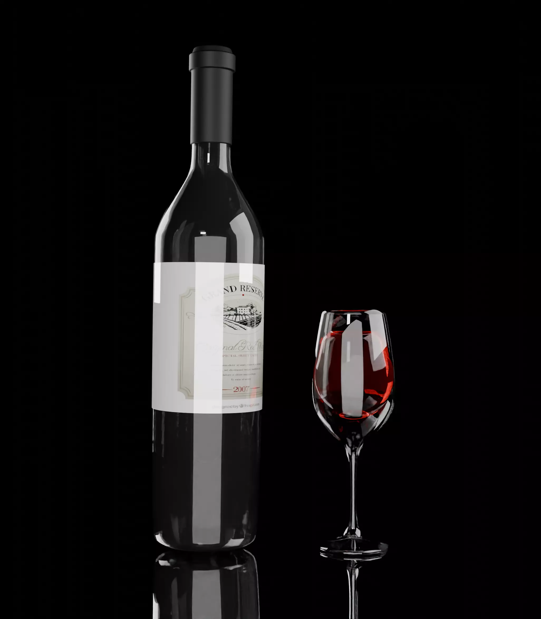 Red Wine Bottle 3D model_0