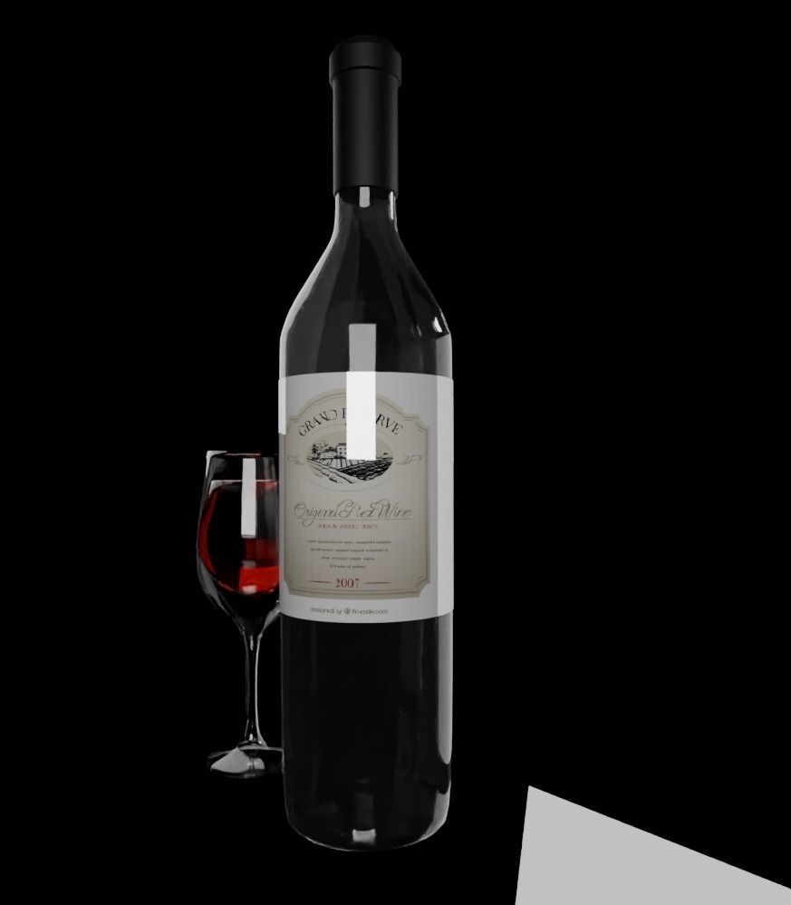 Red Wine Bottle 3D model_4