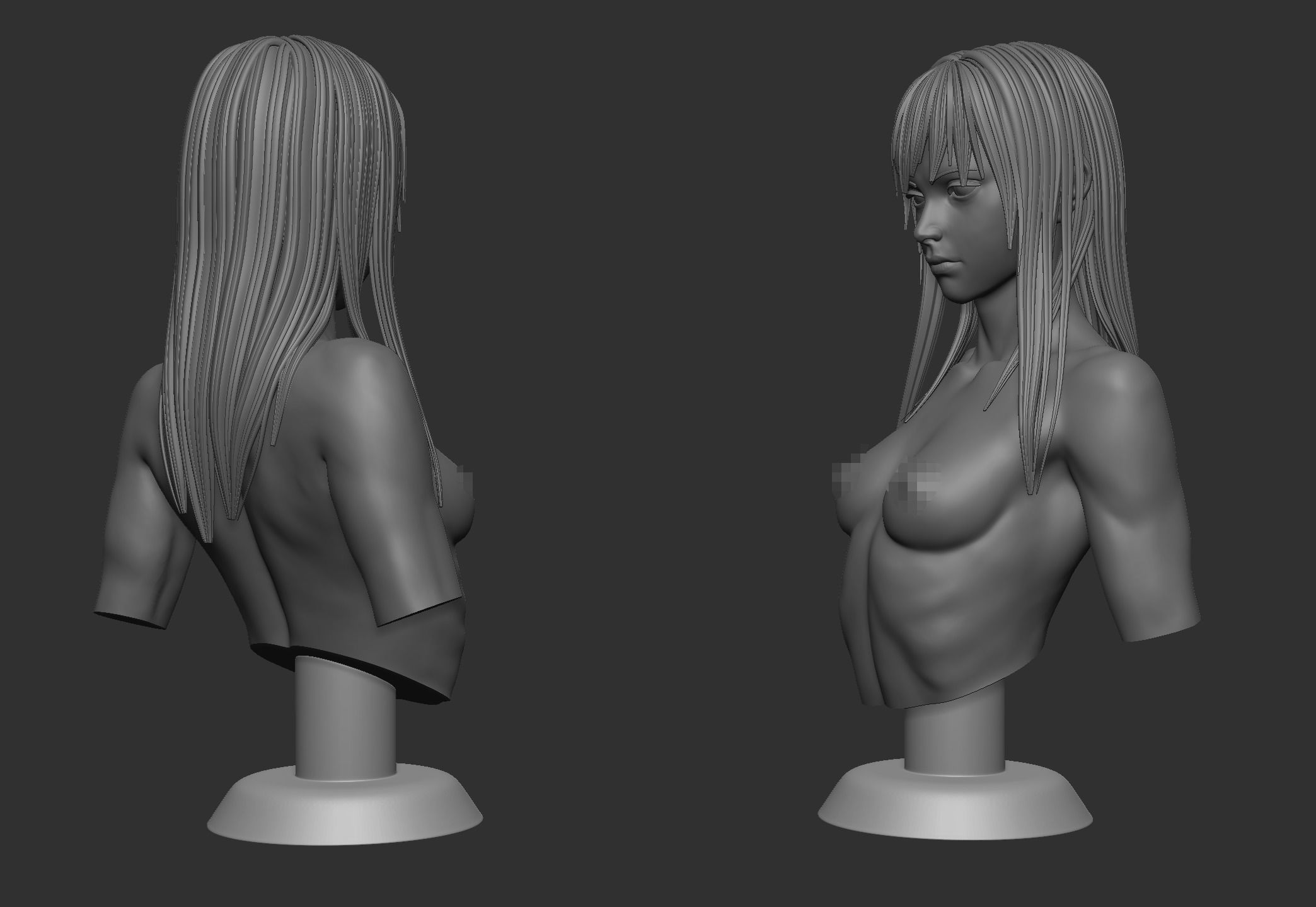 Girl Bust 3D print model_3
