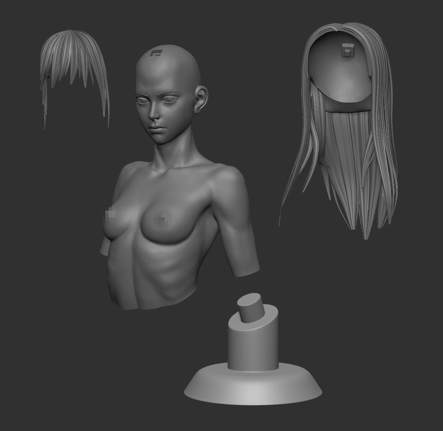 Girl Bust 3D print model_1