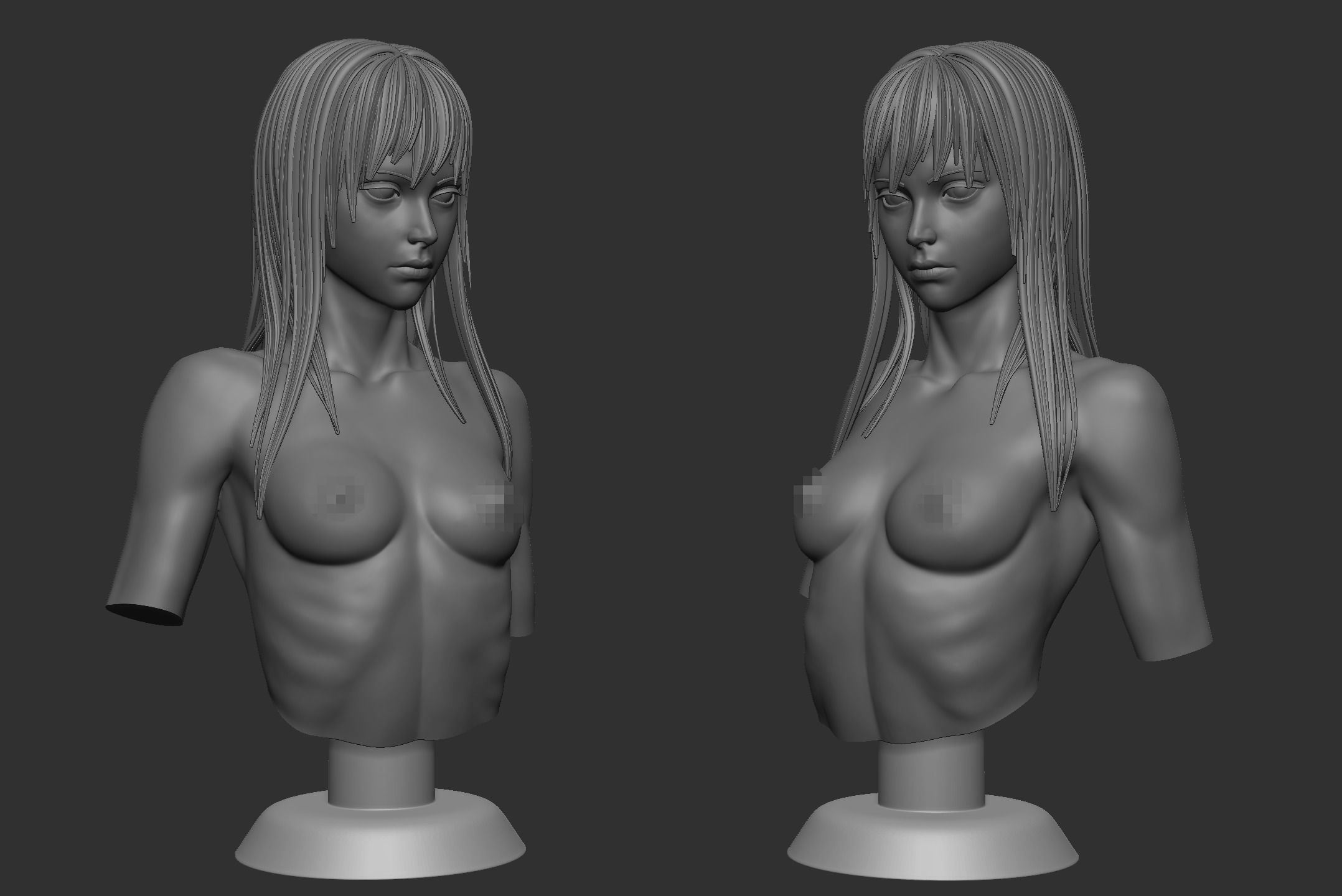 Girl Bust 3D print model_2