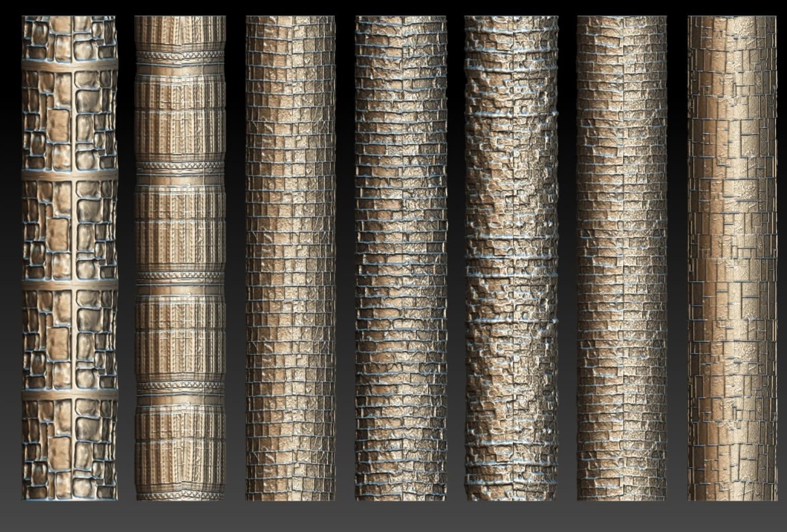 42 TEXTURED ROLLERS COLLECTION 3D print model_3