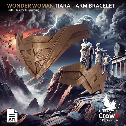 Wonder Woman Tiara and Arm Bracelet 3D print model