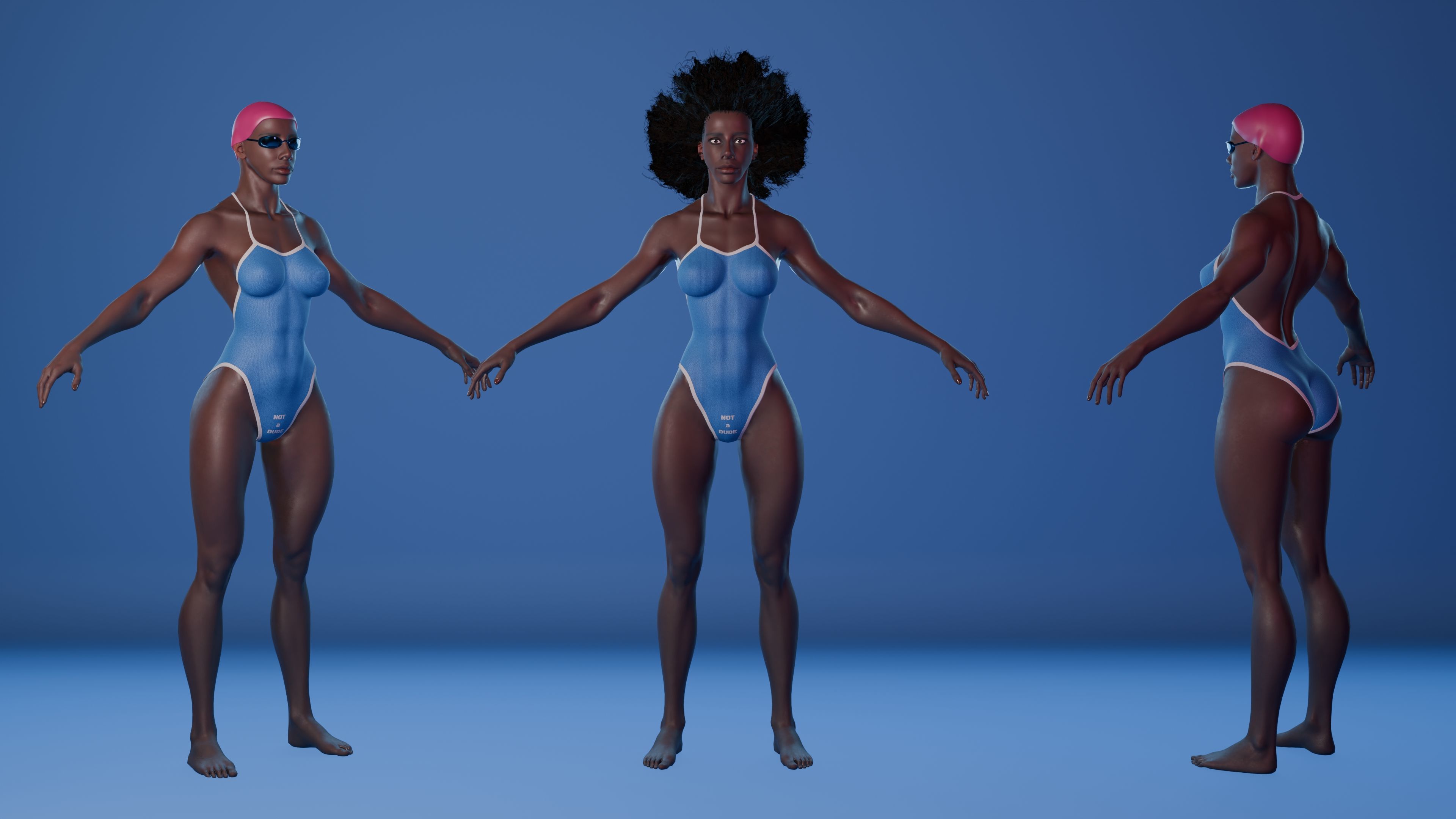 Swimmer codename Not a dude - game ready Low-poly 3D model_4