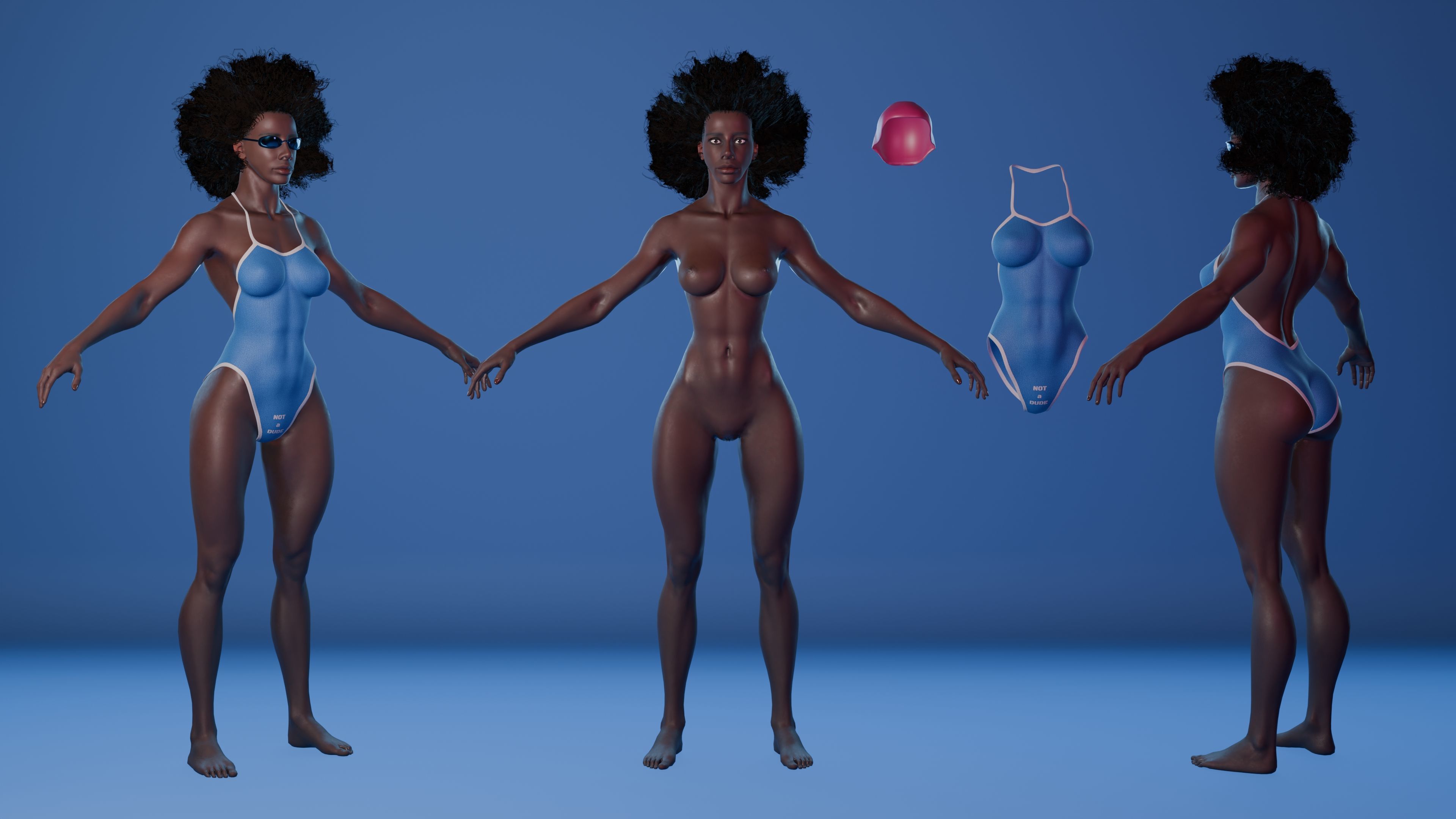 Swimmer codename Not a dude - game ready Low-poly 3D model_9