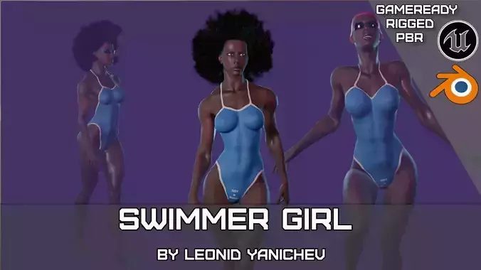 Swimmer codename Not a dude - game ready Low-poly 3D model