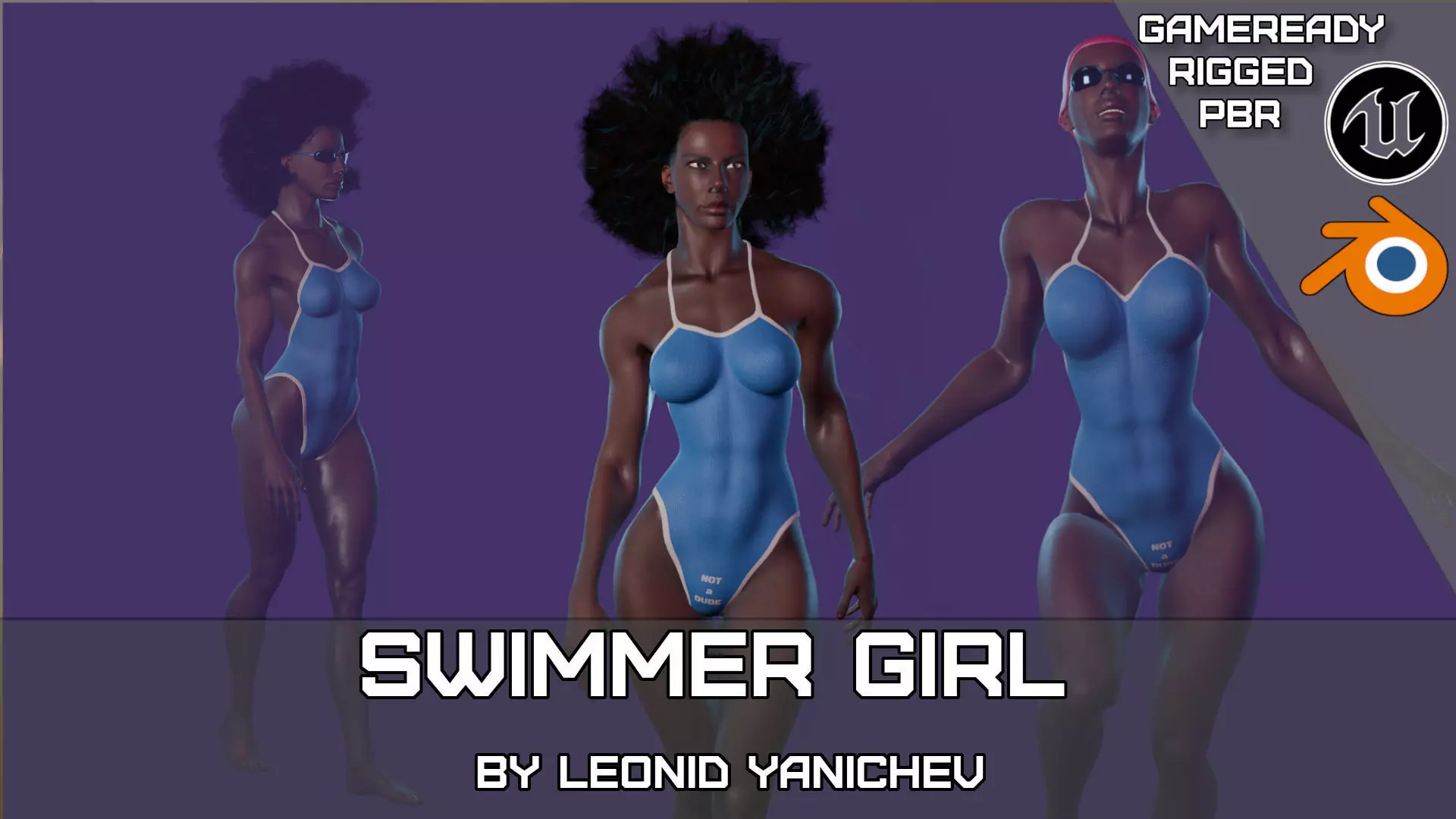 Swimmer codename Not a dude - game ready Low-poly 3D model_0