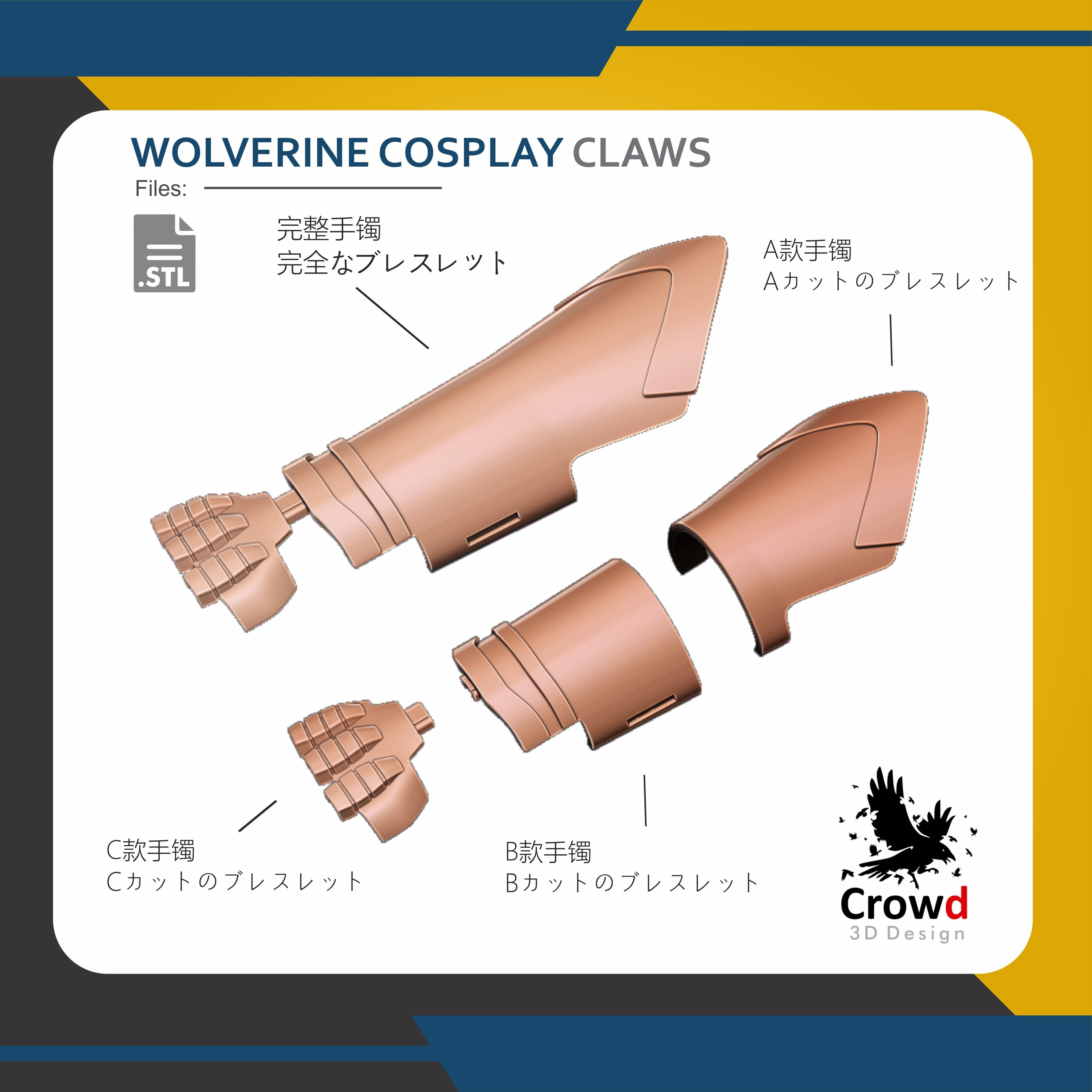 Wolverine Claws Cosplay 3D print model_6