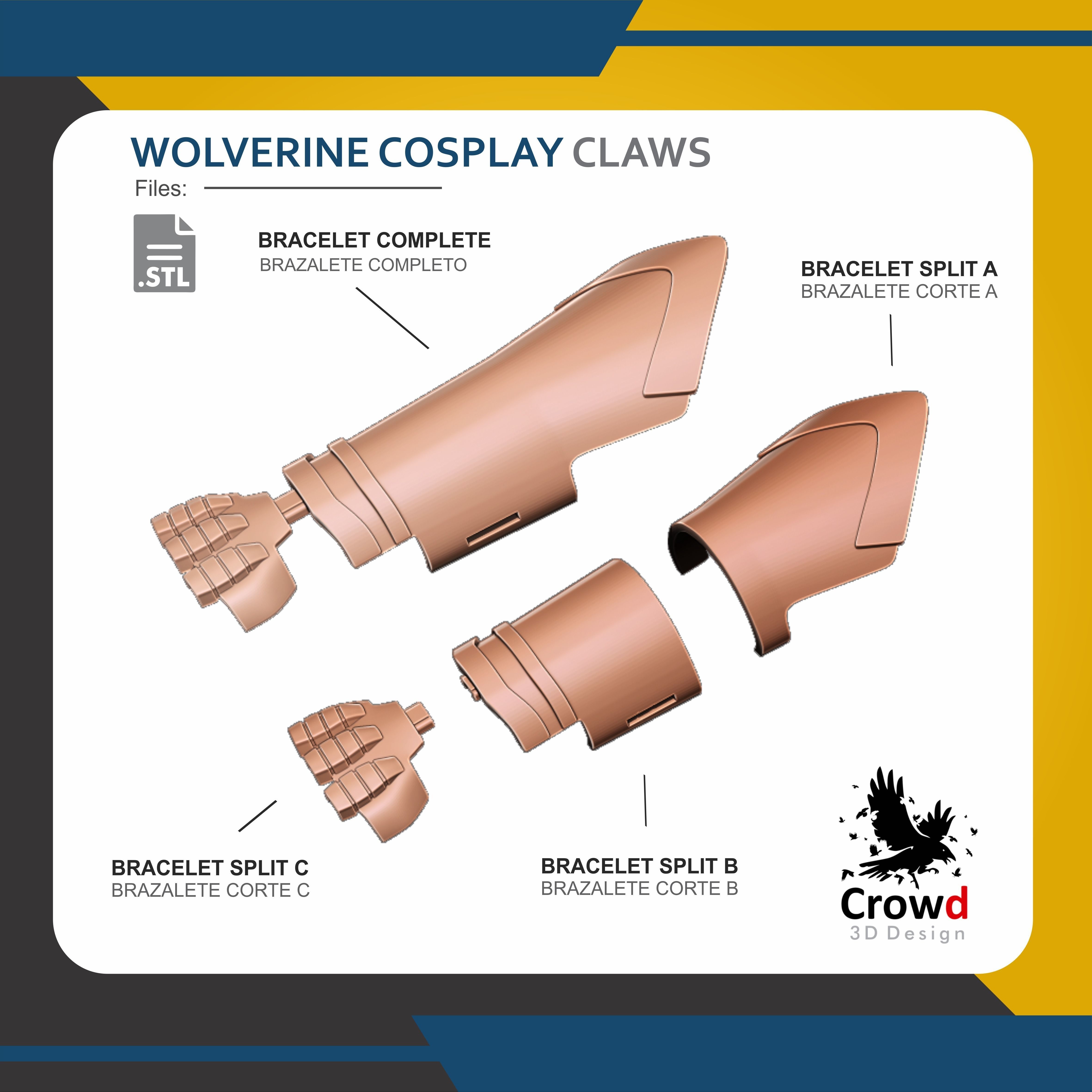 Wolverine Claws Cosplay 3D print model_2