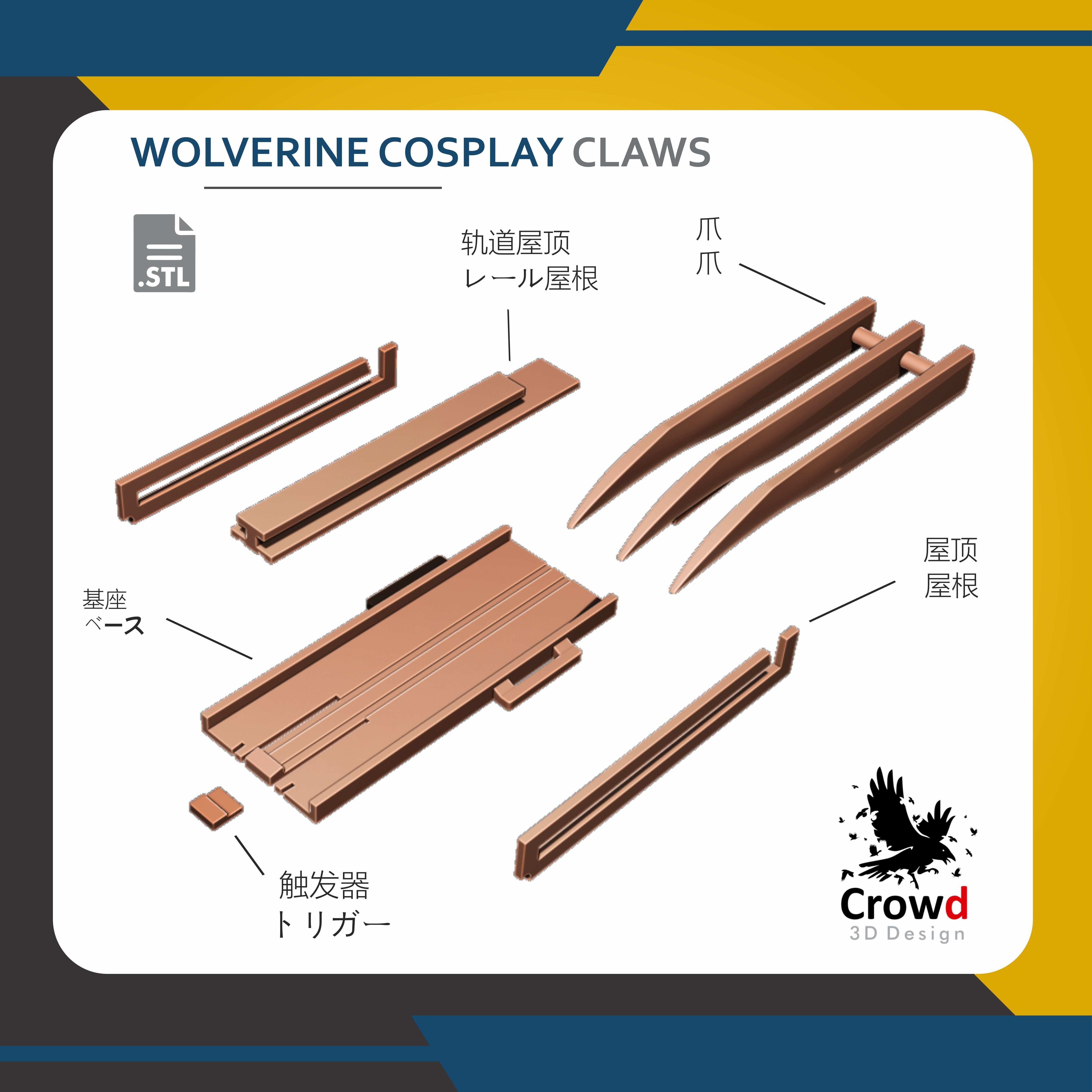Wolverine Claws Cosplay 3D print model_5