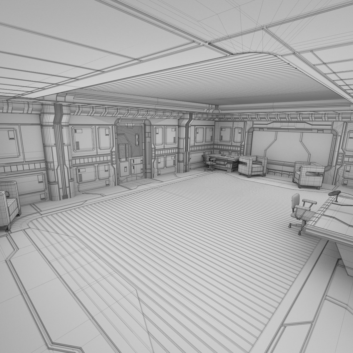 Sci Fi Apartment Scene 3D model_2