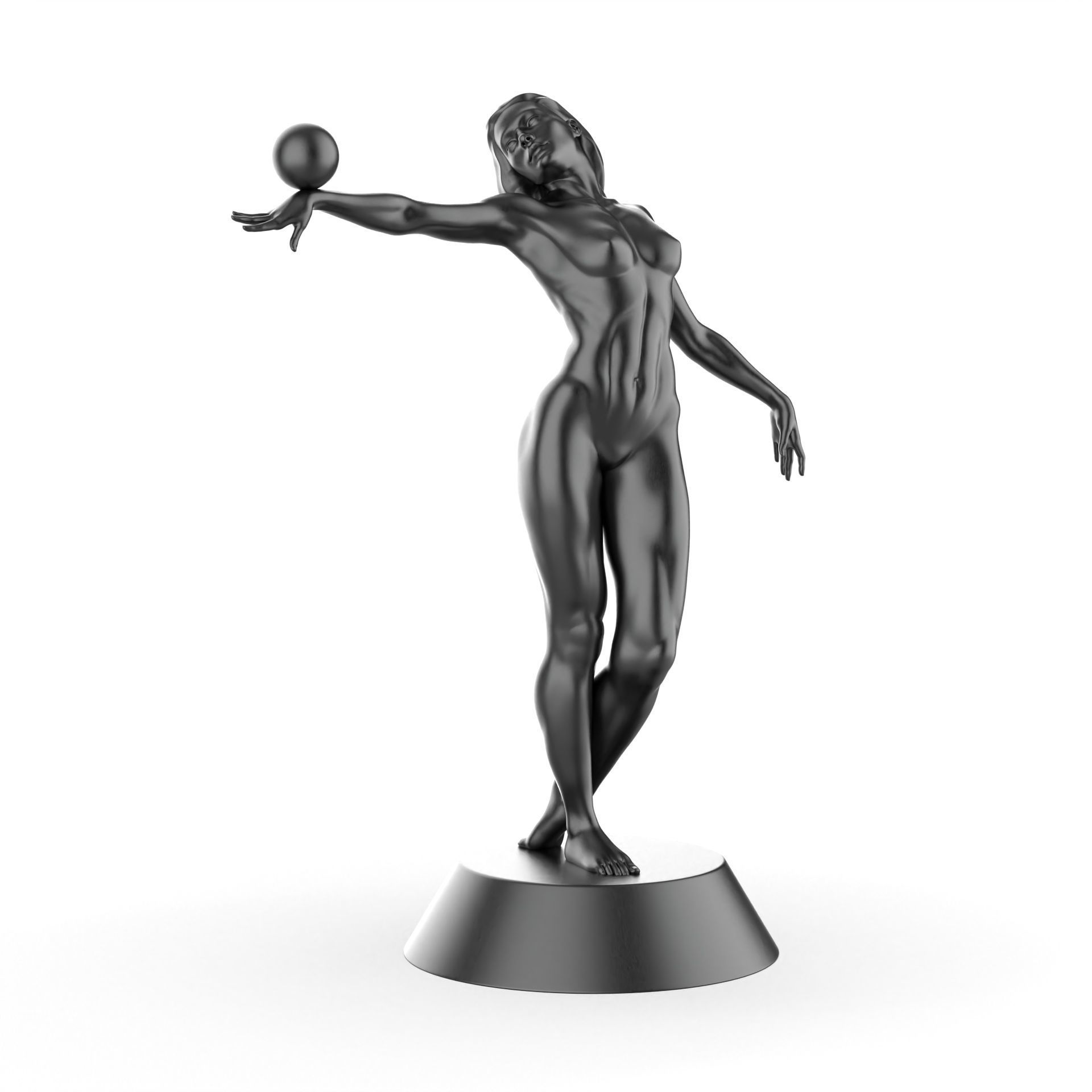 Woman balance sculpture 3D print model_5