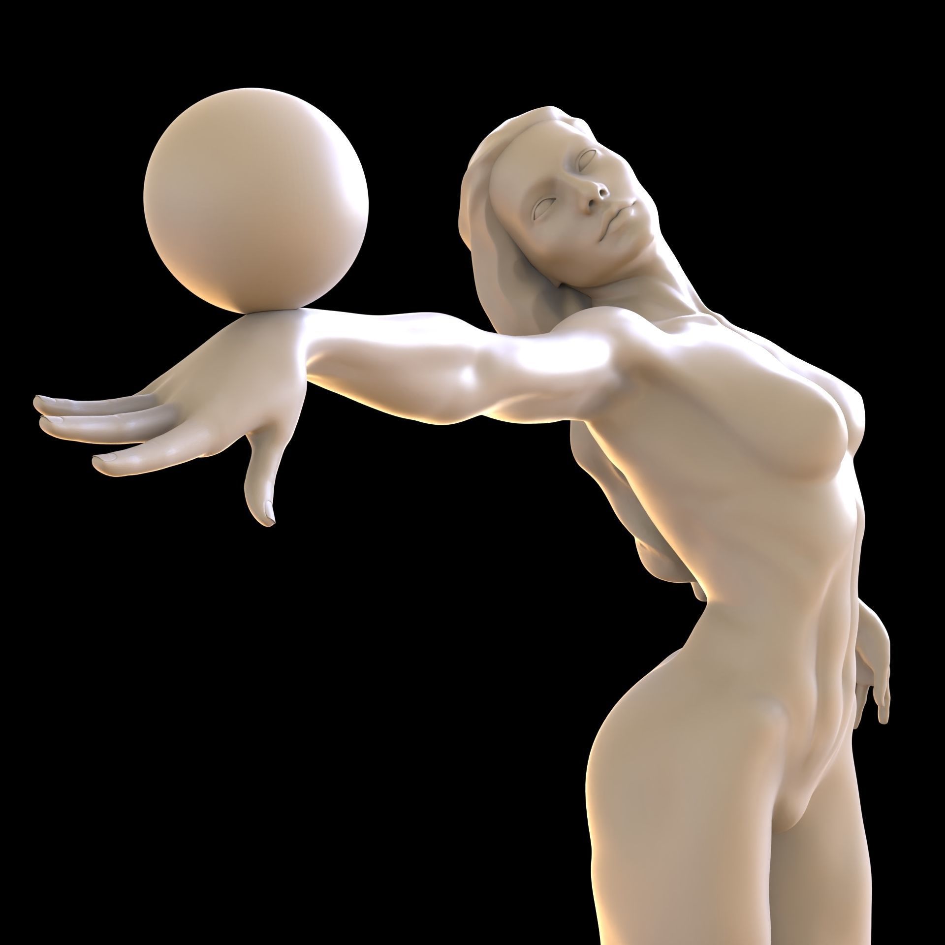 Woman balance sculpture 3D print model_1