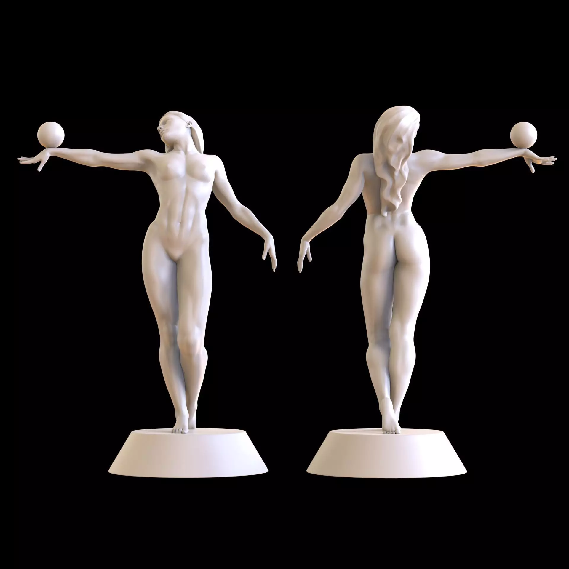 Woman balance sculpture 3D print model_0