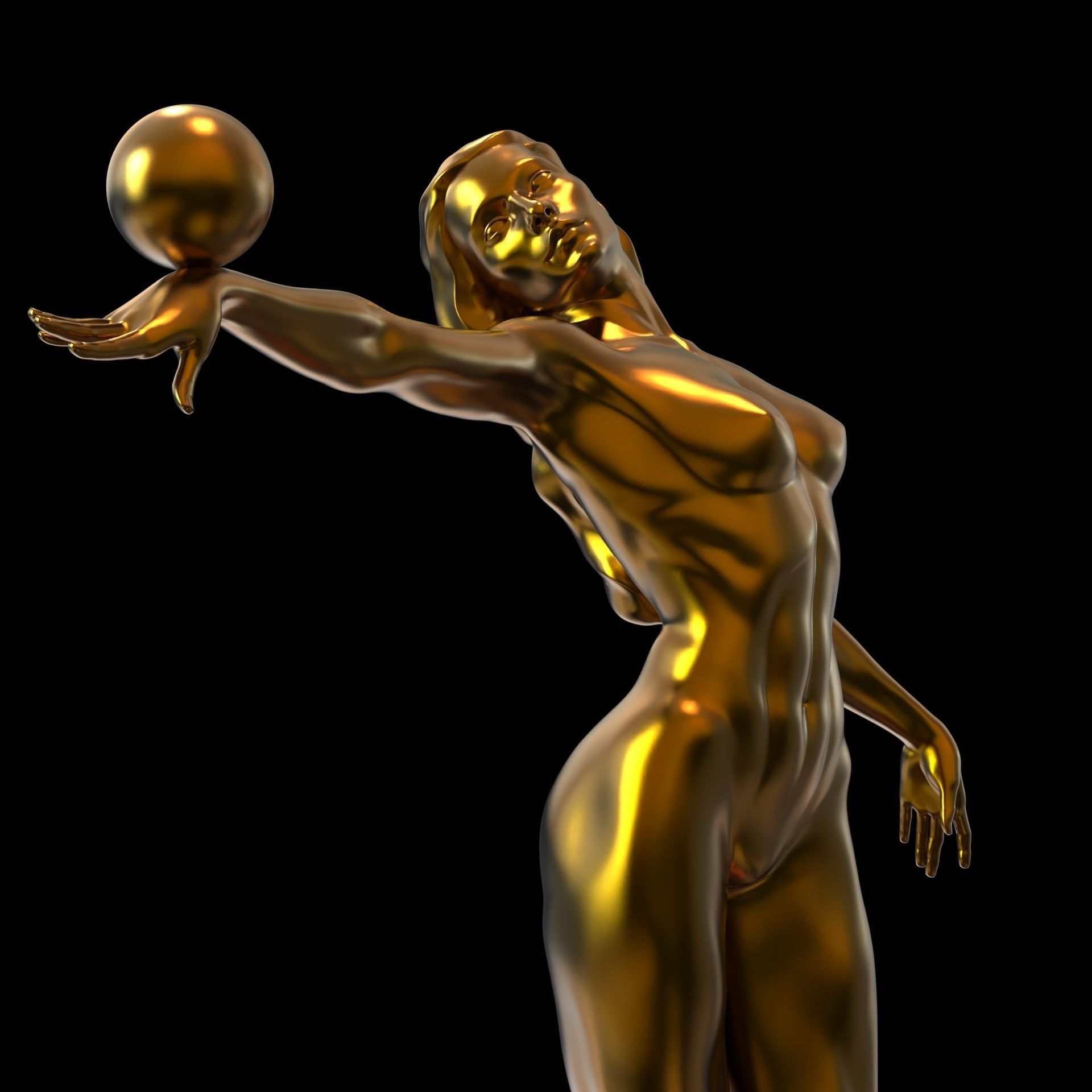 Woman balance sculpture 3D print model_3
