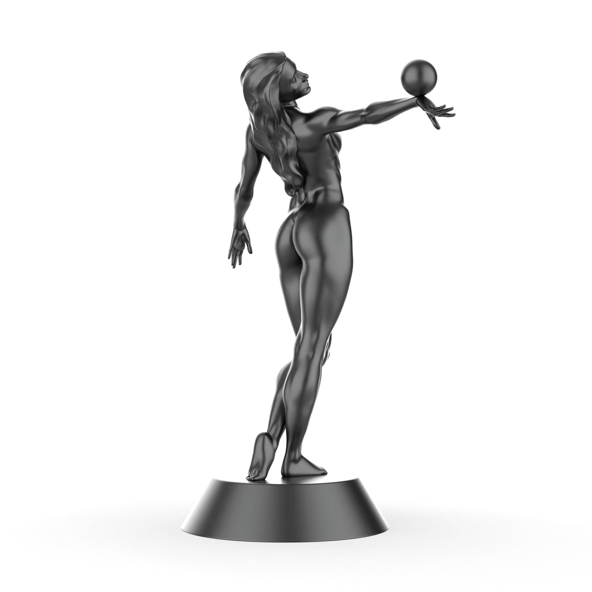 Woman balance sculpture 3D print model_4