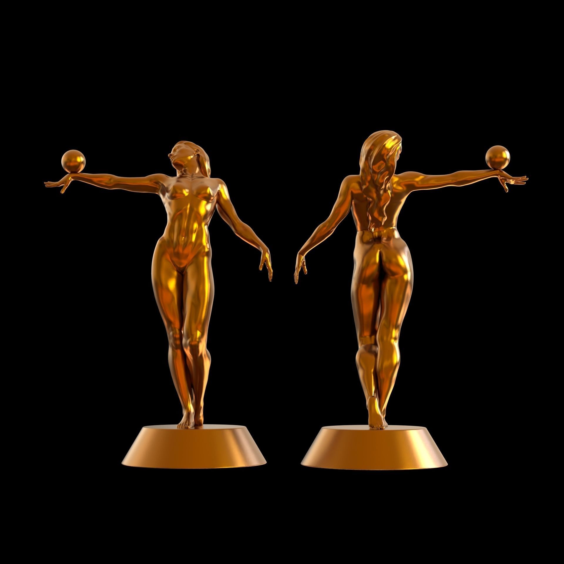 Woman balance sculpture 3D print model_2