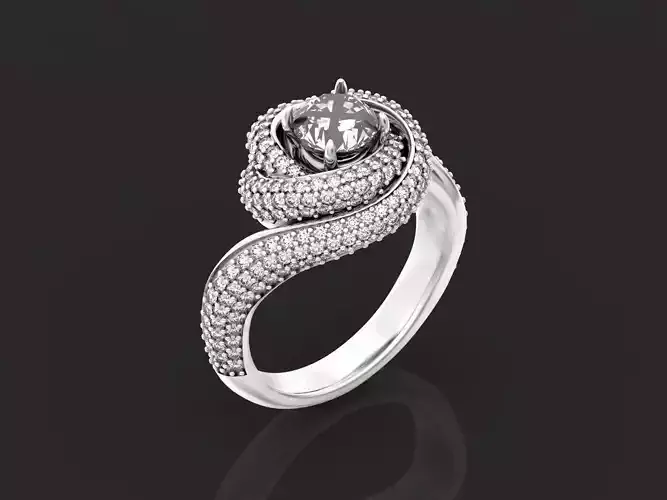 Diamond Swirl Halo engagement Ring 1304