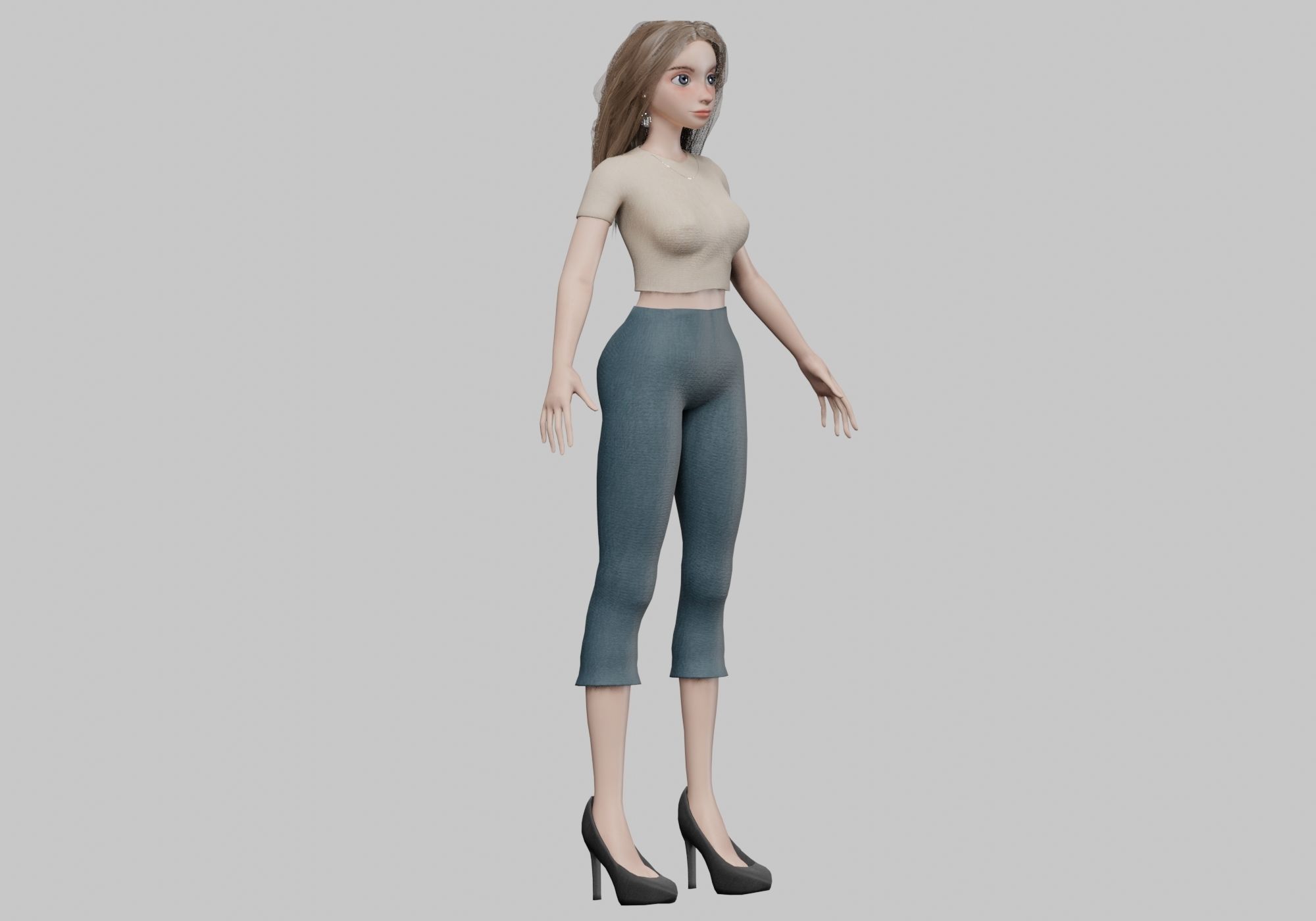 young pretty girl V36272  Low-poly 3D model_3