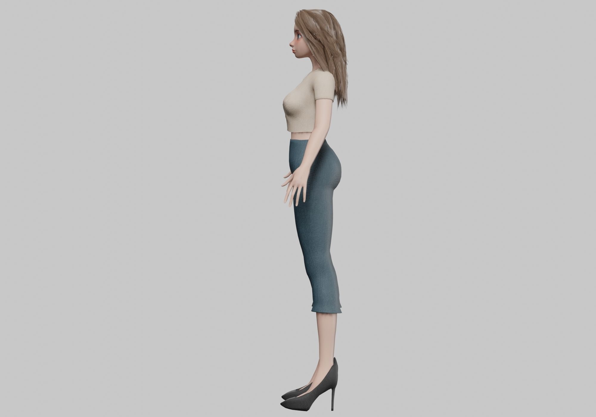 young pretty girl V36272  Low-poly 3D model_7