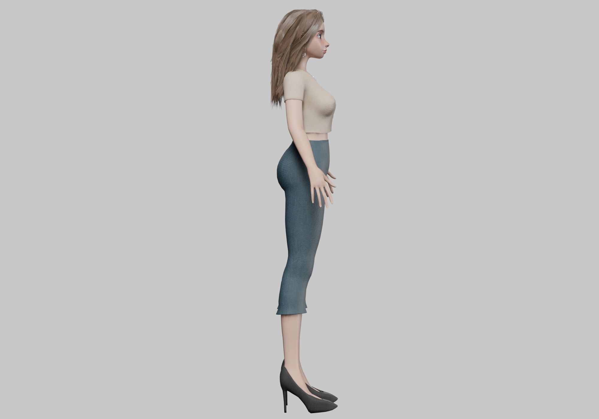 young pretty girl V36272  Low-poly 3D model_4
