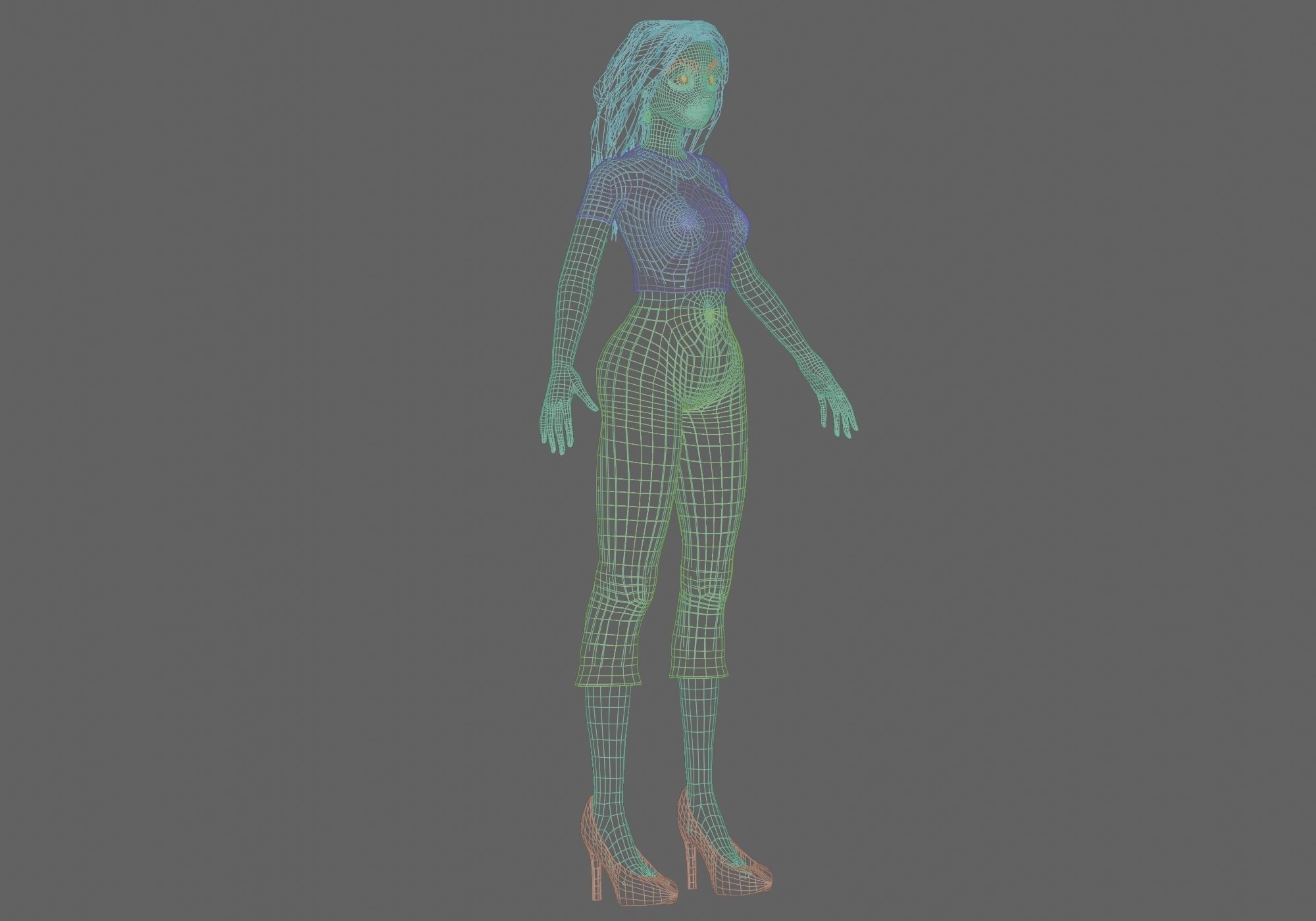 young pretty girl V36272  Low-poly 3D model_11