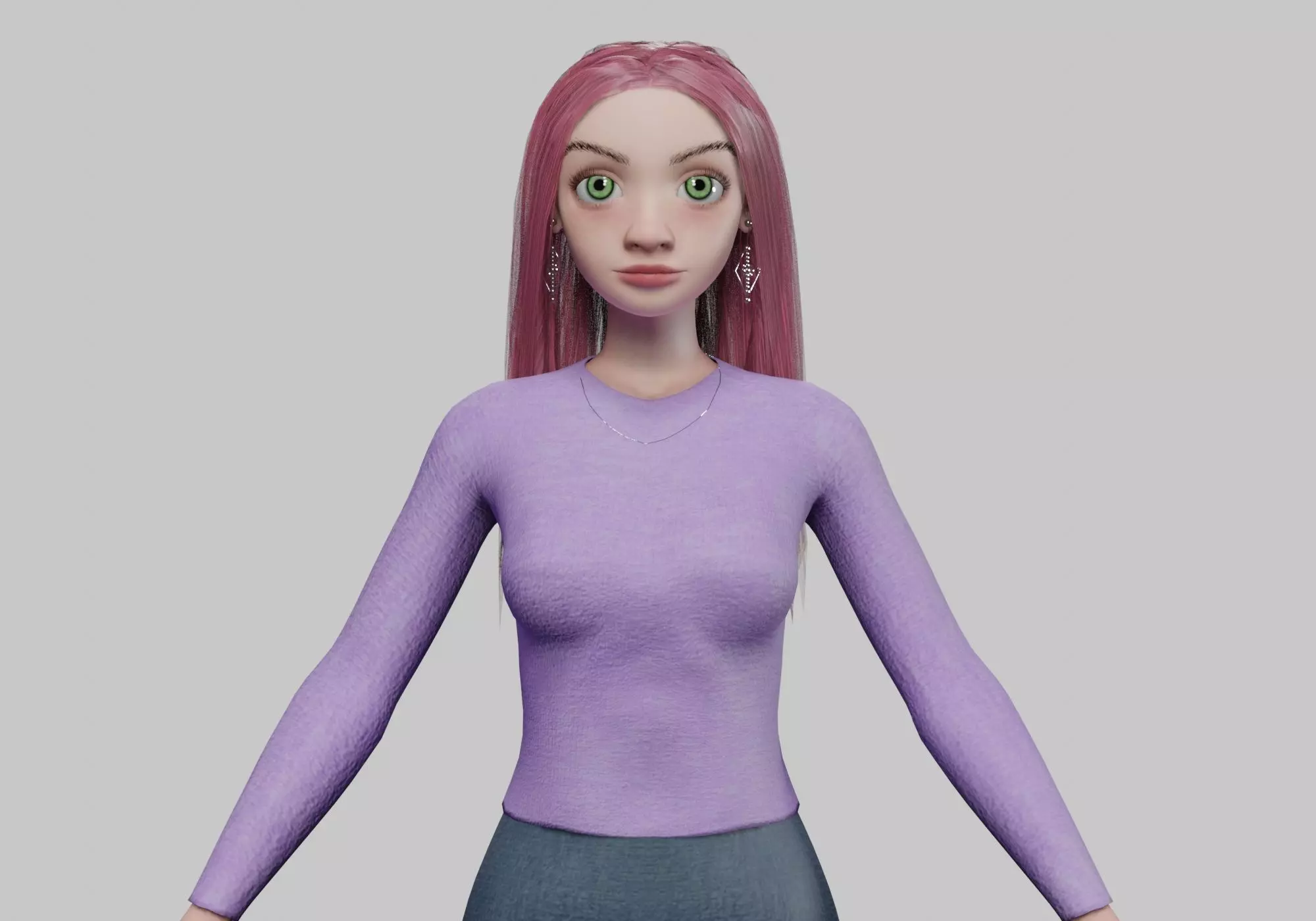 young beautiful girl V31356 Low-poly 3D model