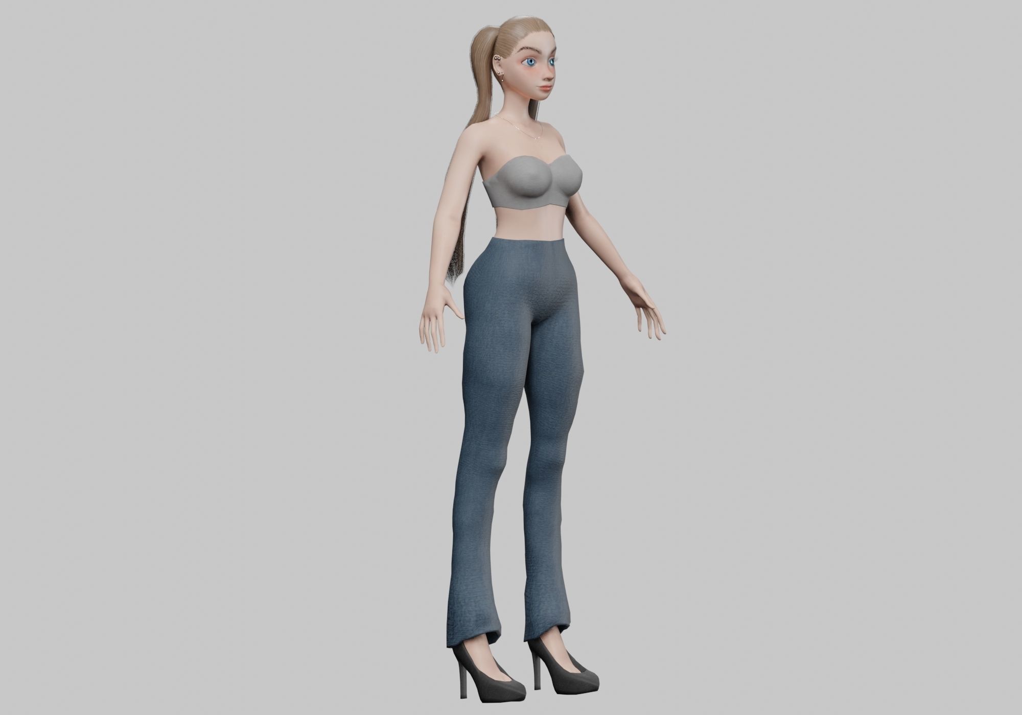 sweet pretty girl V20856  Low-poly 3D model_3