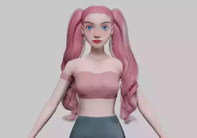 stylized cartoon girl V33614 