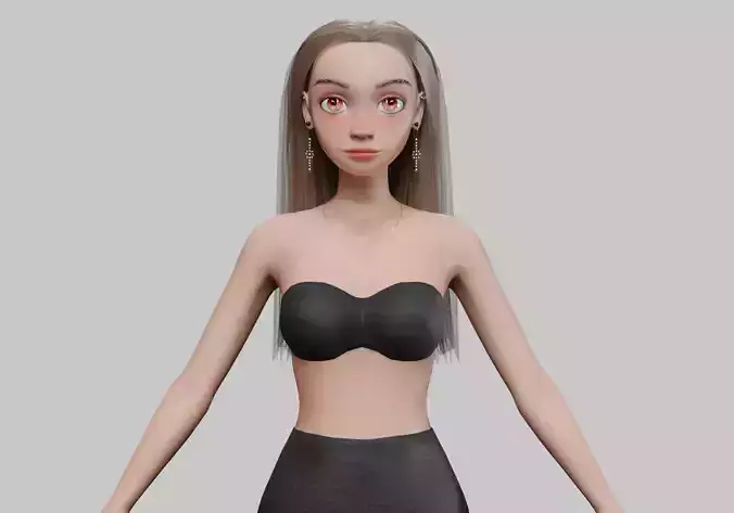 lovely pretty girl V27816  Low-poly 3D model