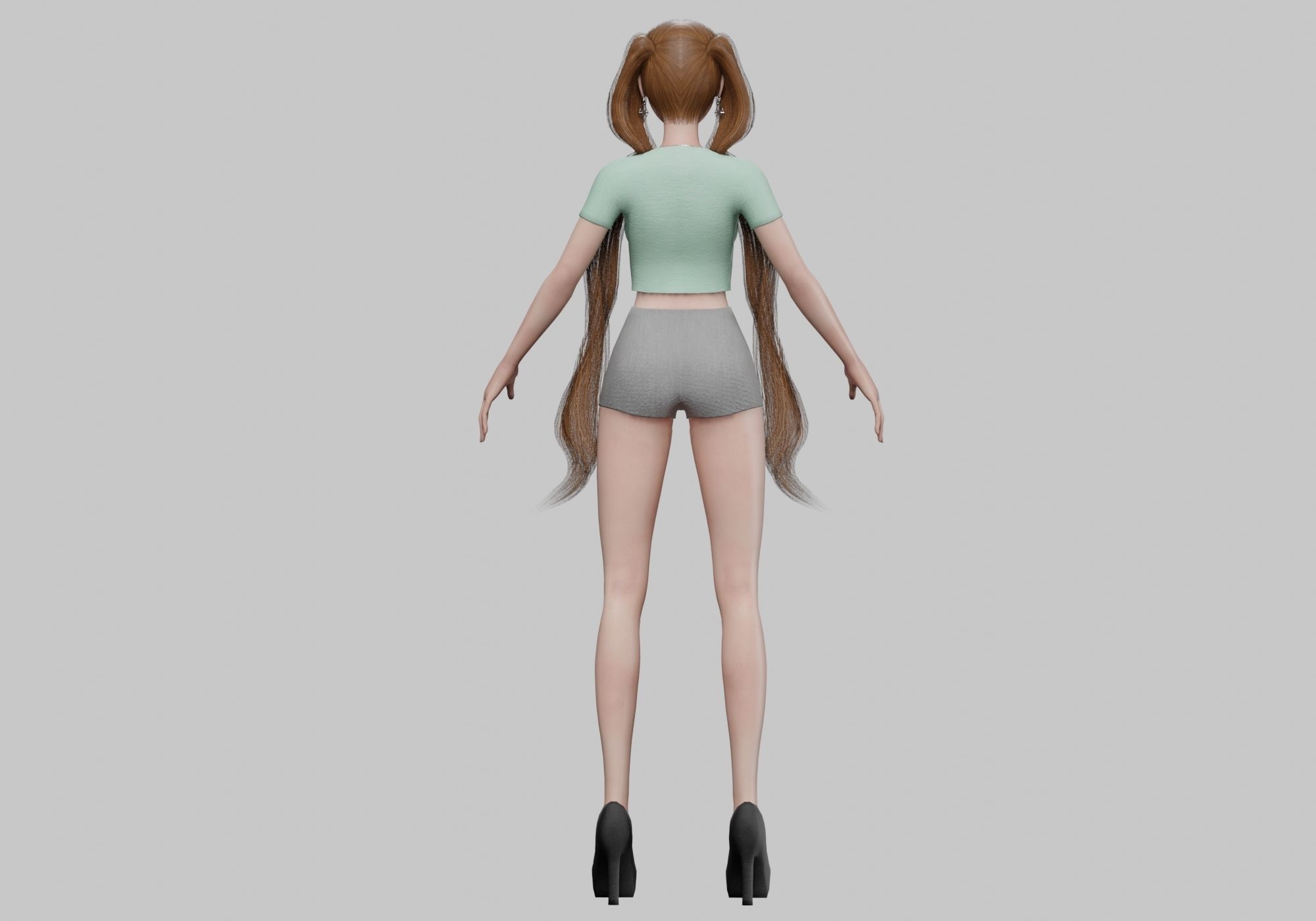 cute pretty girl V24928  Low-poly 3D model_6