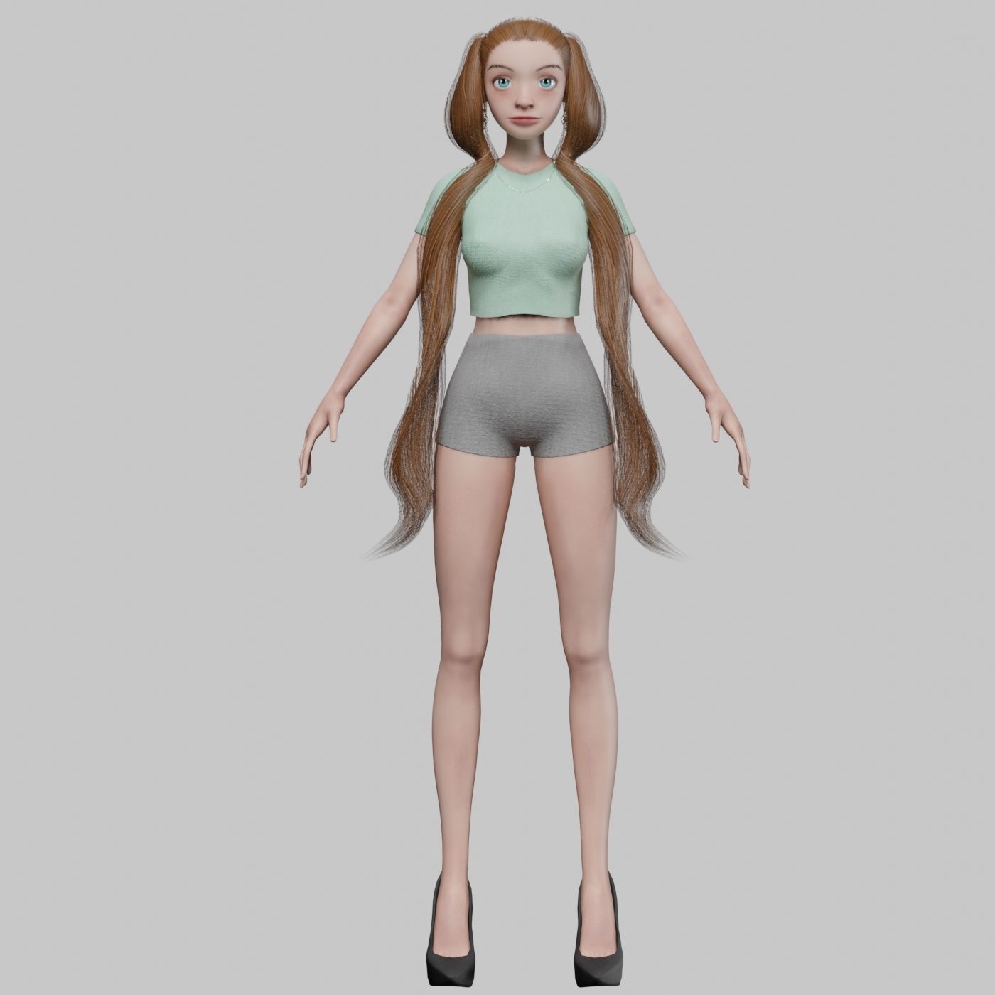 cute pretty girl V24928  Low-poly 3D model_9