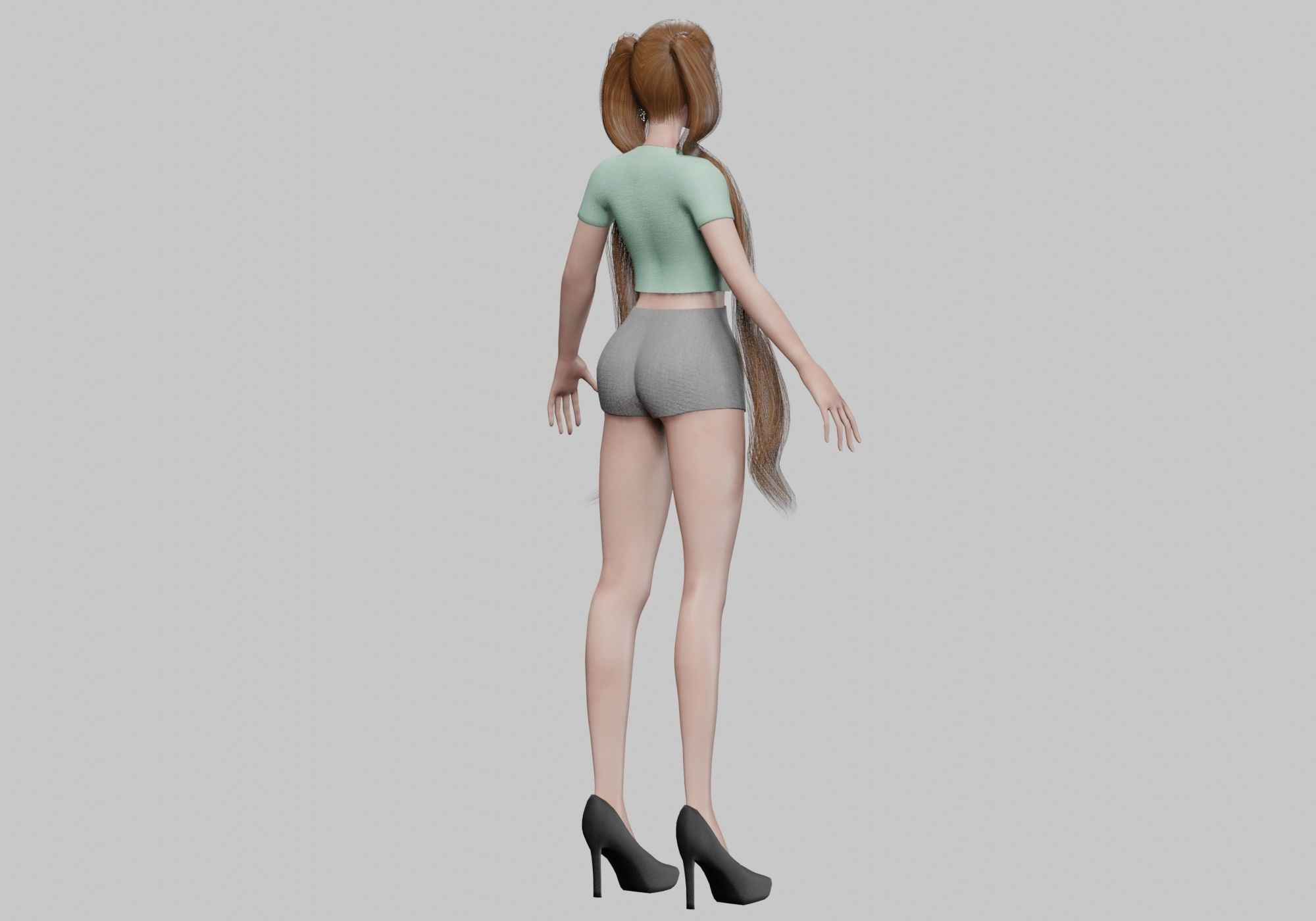 cute pretty girl V24928  Low-poly 3D model_5
