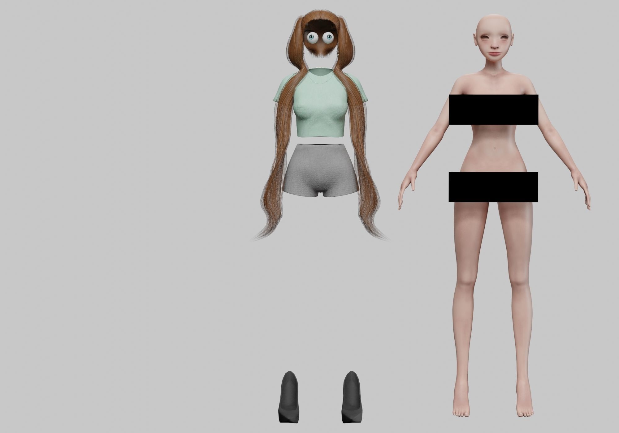 cute pretty girl V24928  Low-poly 3D model_8