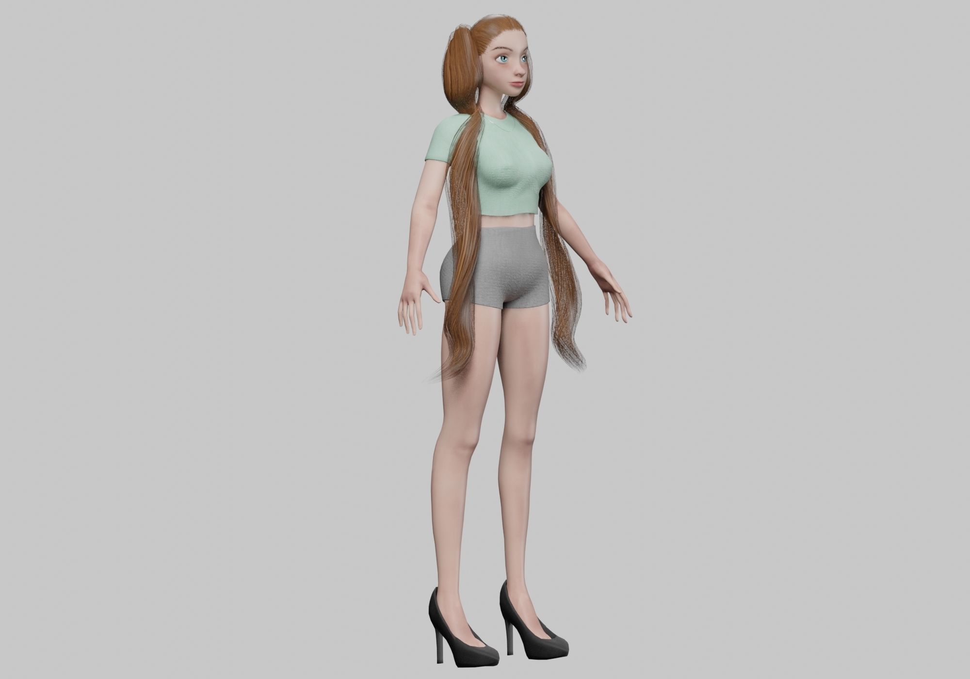 cute pretty girl V24928  Low-poly 3D model_3