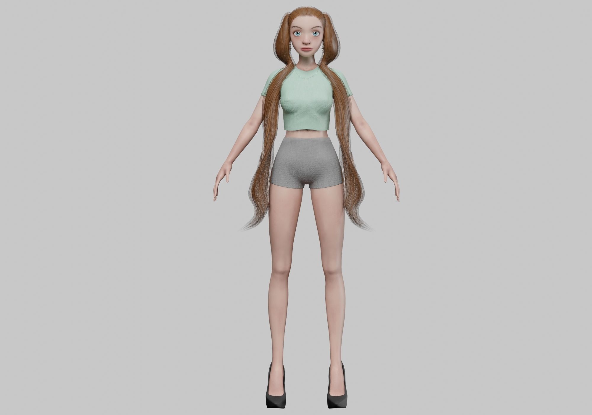 cute pretty girl V24928  Low-poly 3D model_1