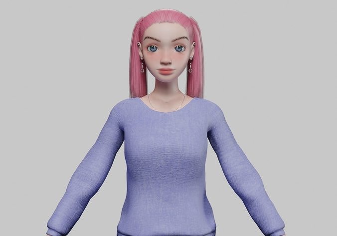 cartoon teen girl V22537  Low-poly 3D model