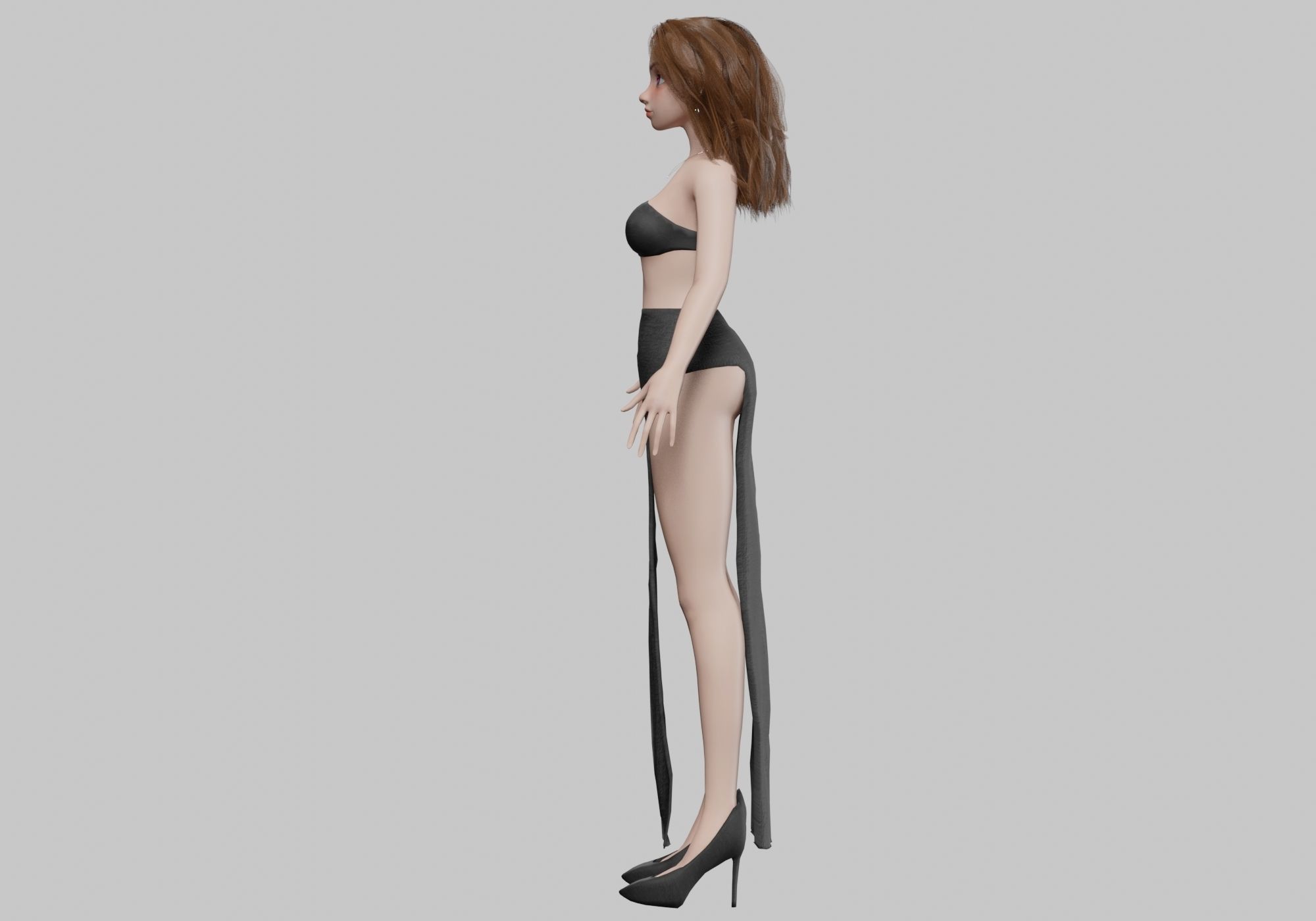 cartoon pretty girl V32248  Low-poly 3D model_7