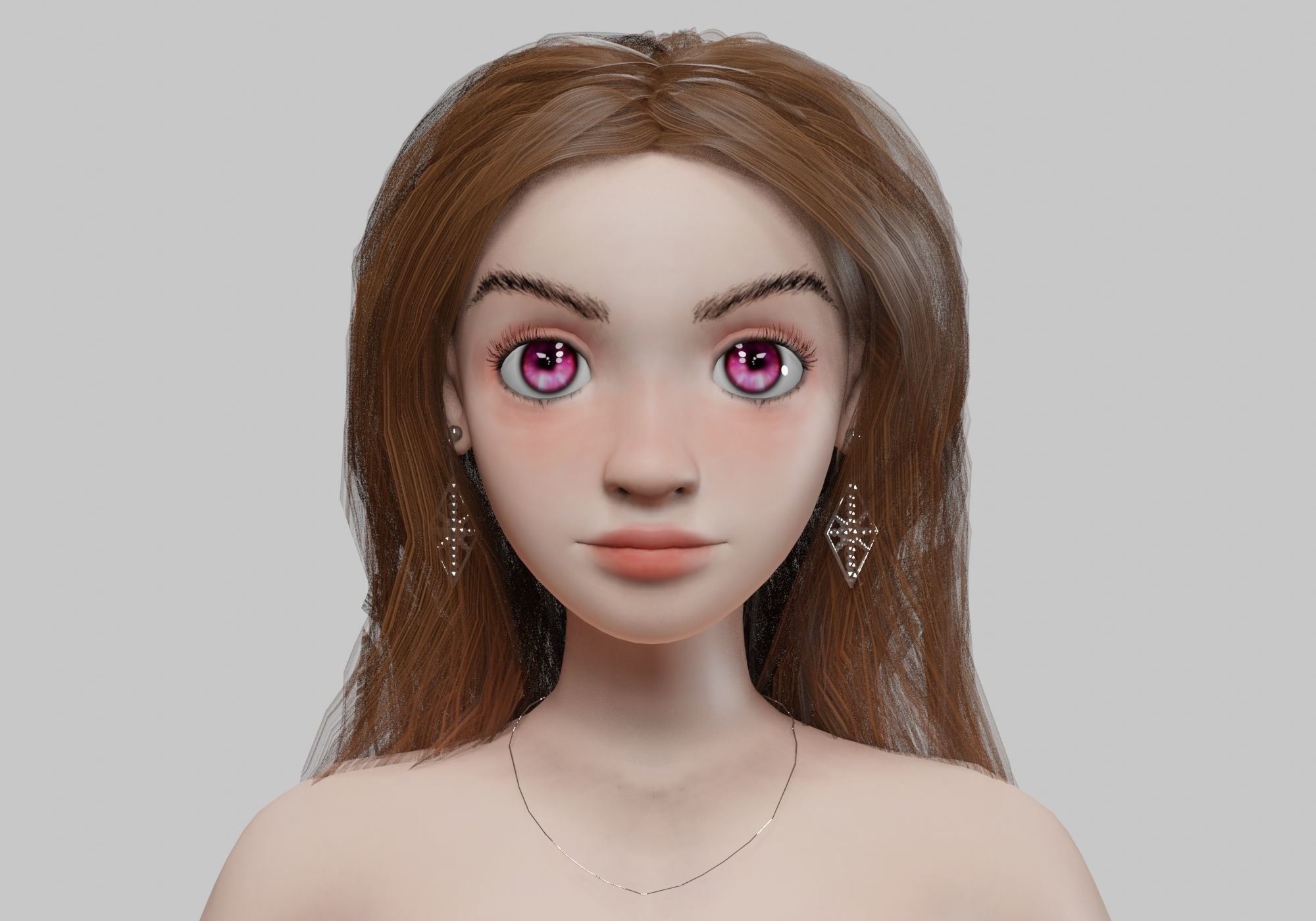 cartoon pretty girl V32248  Low-poly 3D model_2