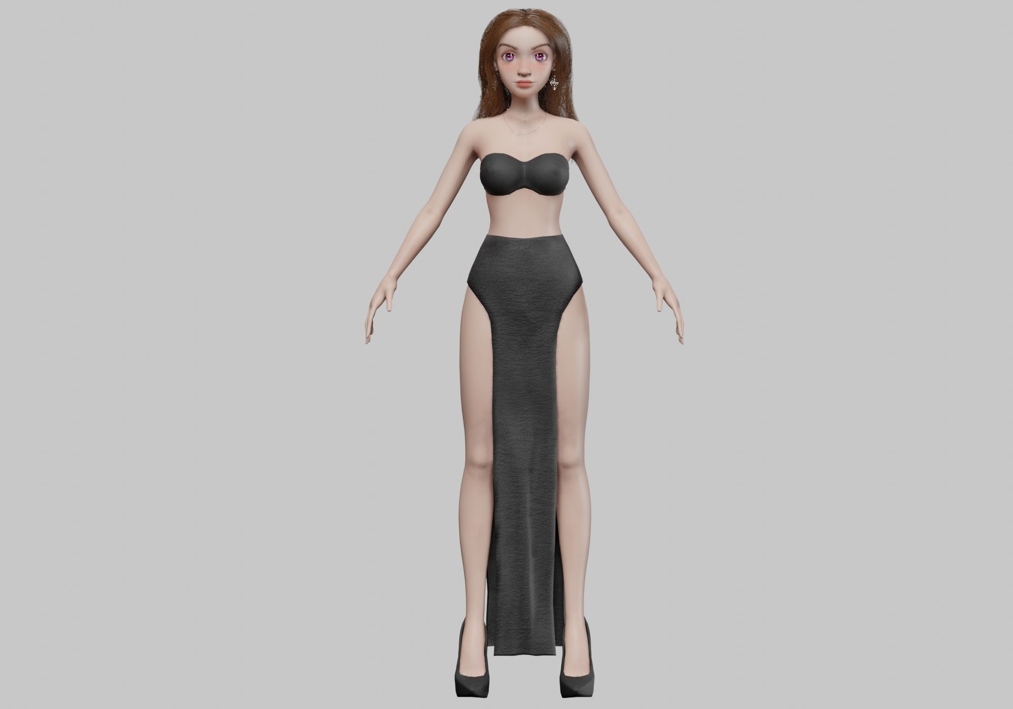 cartoon pretty girl V32248  Low-poly 3D model_1