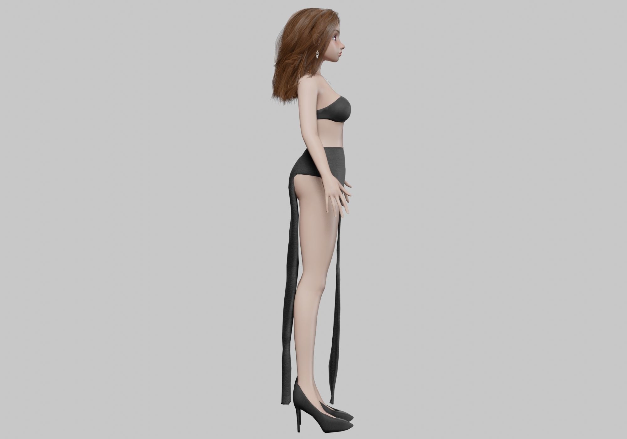 cartoon pretty girl V32248  Low-poly 3D model_4