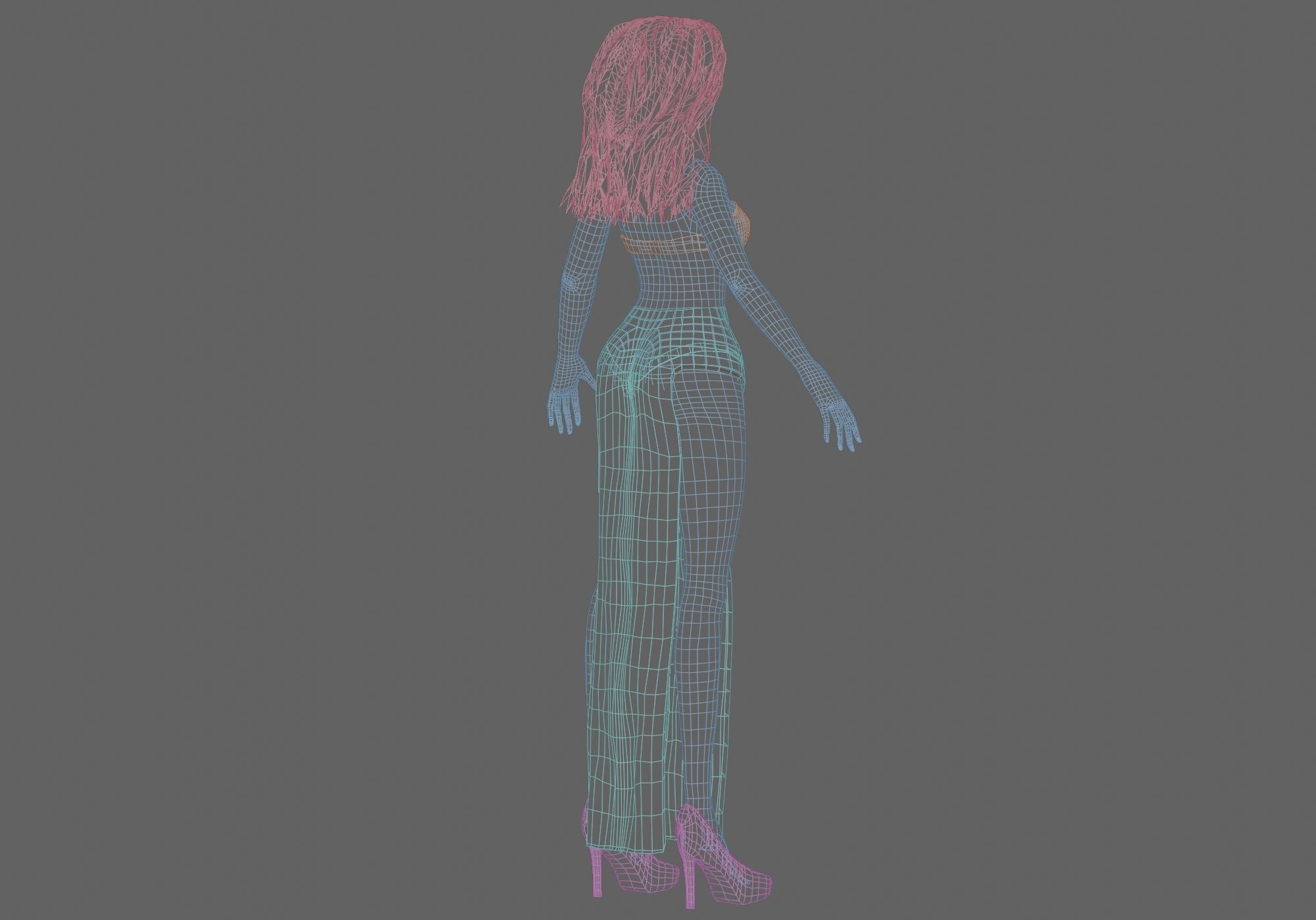 cartoon pretty girl V32248  Low-poly 3D model_13