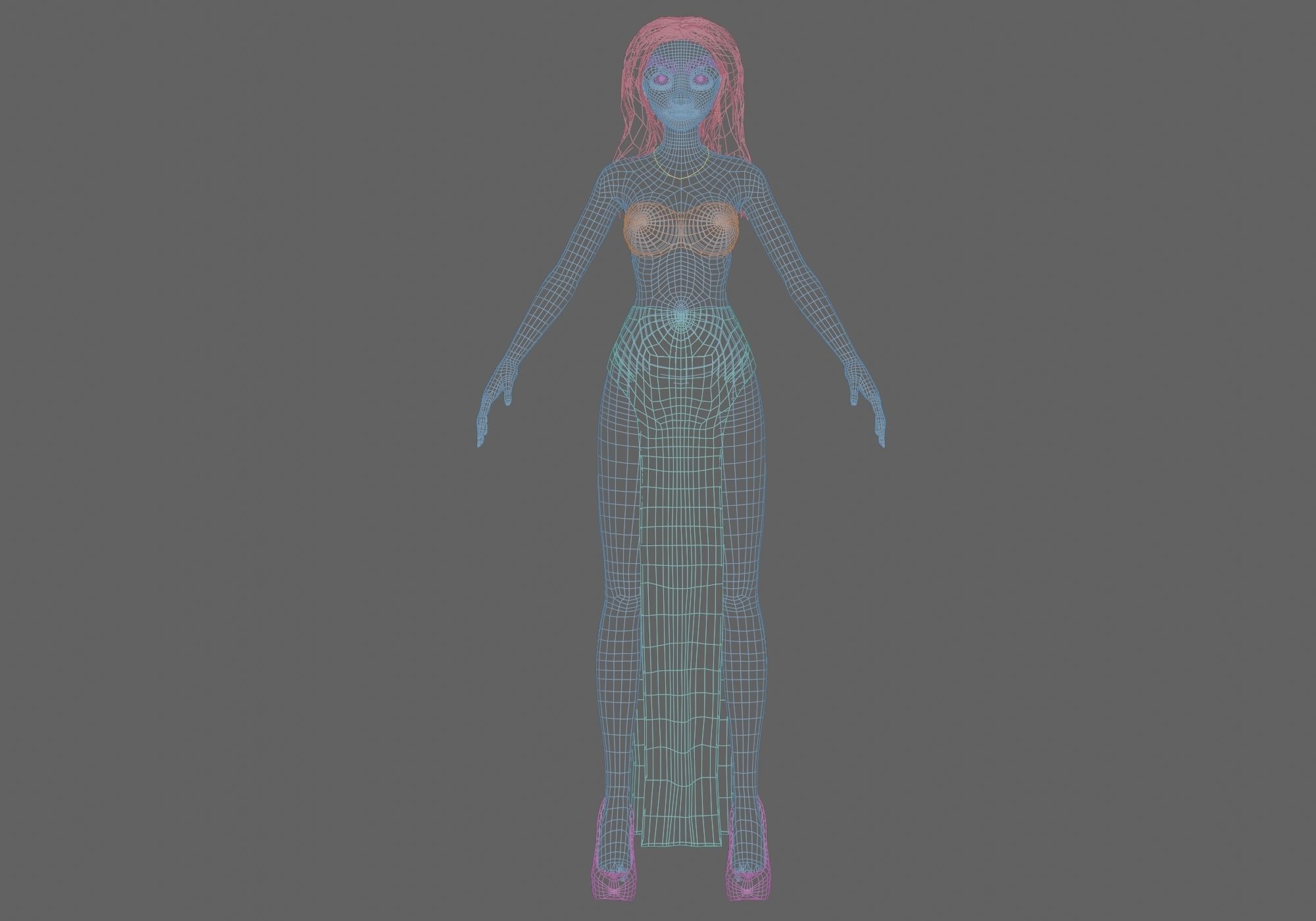 cartoon pretty girl V32248  Low-poly 3D model_10